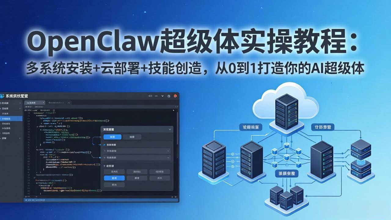 (17603期)OpenClaw-小龙虾 超级体实操教程:多系统安装 云部署 技能创造,从0到1打造你的AI超级体