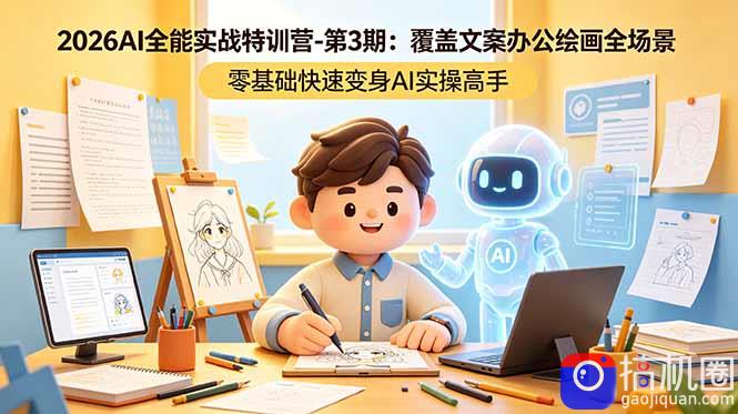2026AI全能实战特训营-第3期：覆盖文案办公绘画全场景 零基础快速变身AI实操高手