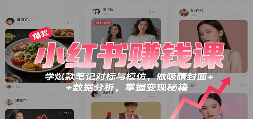 小红书赚钱课：学爆款笔记对标与模仿，做吸睛封面   数据分析，掌握变现秘籍