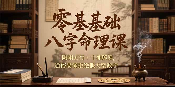 (15283期)零基础八字命理课,阴阳五行 十神解读,通俗易懂拒绝假大空教学