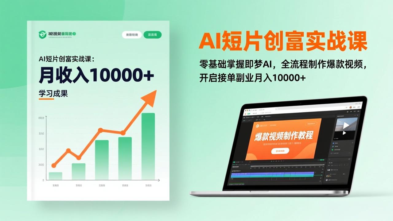 AI短片创富实战课：零基础掌握即梦AI，全流程制作爆款视频，开启接单副业月入10000 (更新