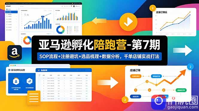亚马逊孵化陪跑营-第7期：SOP流程 注册避坑 选品梳理 数据分析，千单店铺实战打法