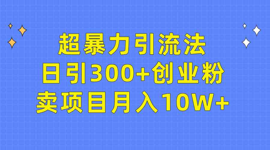 （9954期）超暴力引流法，日引300 创业粉，卖项目月入10W 