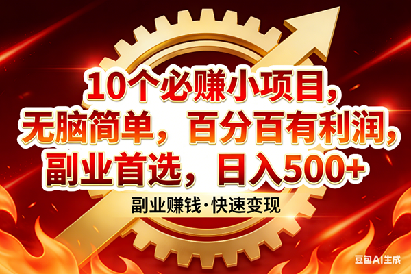 （17735期）10个必赚小项目，百分百有利润，无脑简单，副业首选，日入300 