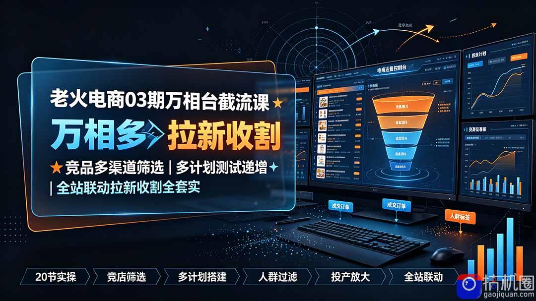 老火电商03期万相台截流课:竞品多渠道筛选|多计划测试递增|全站联动拉新收割全套实操教学