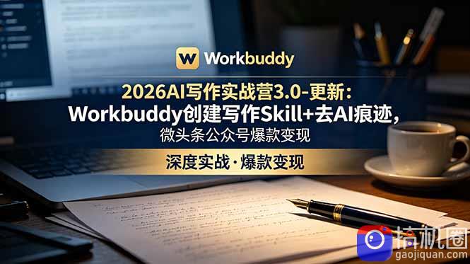2026AI写作实战营3.0-更新：Workbuddy创建写作Skill 去AI痕迹，微头条公众号爆款变现