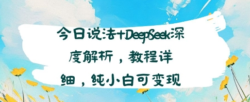 今日说法 DeepSeek深度解析，教程详细，纯小白可变现
