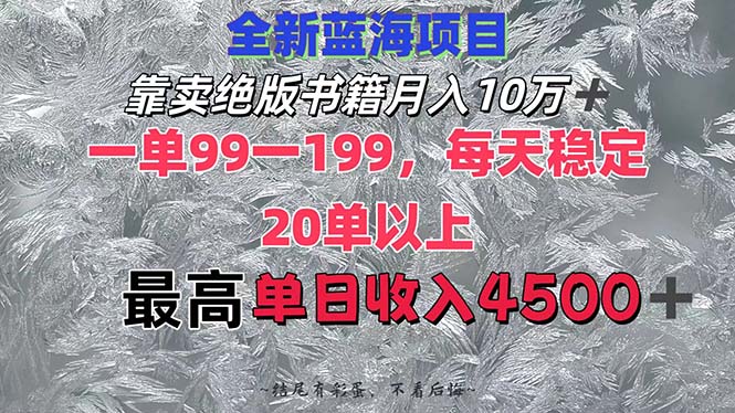 （12512期）靠卖绝版书籍月入10W ,一单99-199，一天平均20单以上，最高收益日入4500 