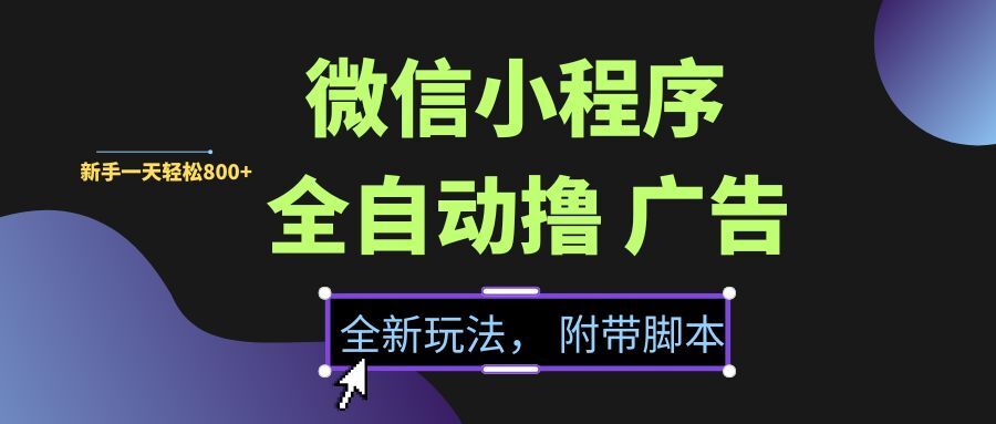 （15134期）微信小程序挂机撸广告，全新玩法，新手一天轻松800 【附带脚本】