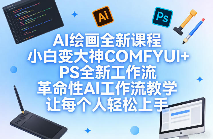 AI绘画全新课程,小白变大神COMFYUI PS全新工作流,革命性AI工作流教学,让每个人轻松上手