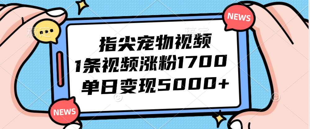 （12549期）指尖宠物视频，1条视频涨粉1700，单日变现5000 