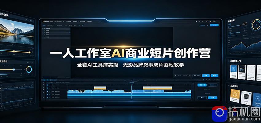 一人工作室AI商业短片创作营：全套AI工具库实操，光影品牌叙事成片落地教学