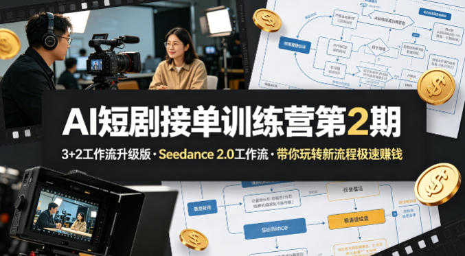 AI短剧接单训练营第2期,3 2工作流升级版,Seedance 2.0工作流,带你玩转新流程极速賺钱