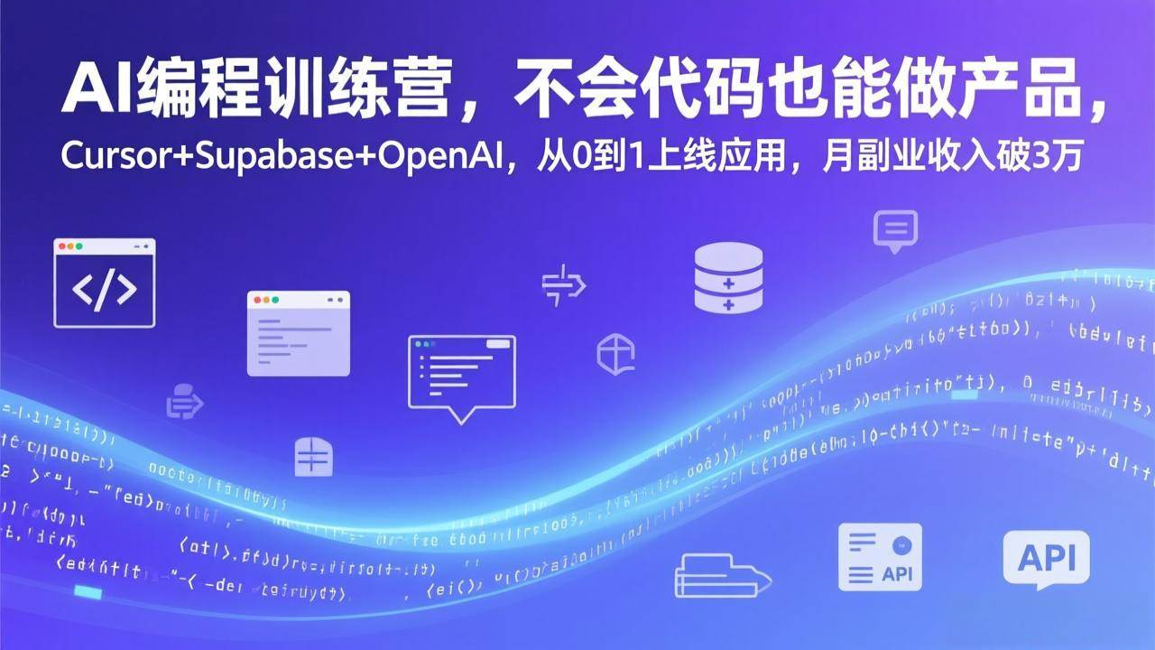 （17388期）AI编程训练营，不会代码也能做产品，Cursor Supabase OpenAI，从0到1上线应用，月副业收入破3万