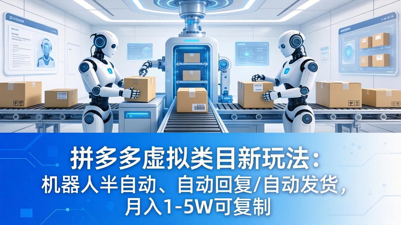 拼多多虚拟类目新玩法:机器人半自动、自动回复 /自动发货,月入 1-5W 可复制