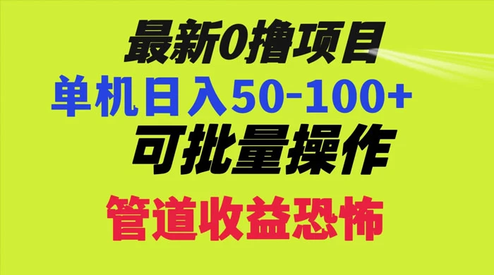 最新 0 撸项目，每天看看广告，单机 50-100  可批量操作