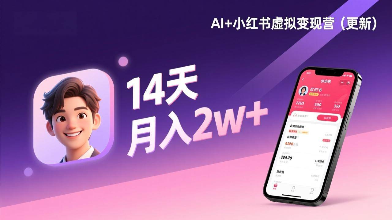 （17275期）AI 小红书虚拟变现营（更新），14天掌握选品、笔记、成交，打造自动化月入2w 事业