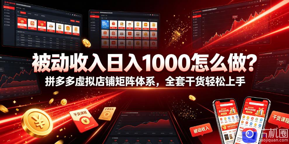 被动收入日入1000怎么做？拼多多虚拟店铺矩阵体系，全套干货轻松上手【揭秘】