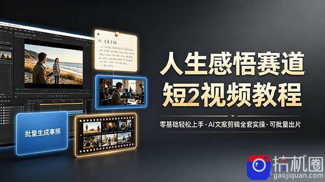 人生感悟赛道短视频教程，零基础轻松上手，AI文案剪辑全套实操可批量出片