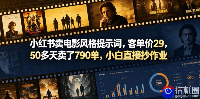 小红书卖电影风格提示词，客单价29，50多天卖了790单，小白直接抄作业！