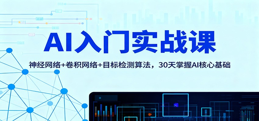 AI入门实战课：神经网络 卷积网络 目标检测算法，30天掌握AI核心基础