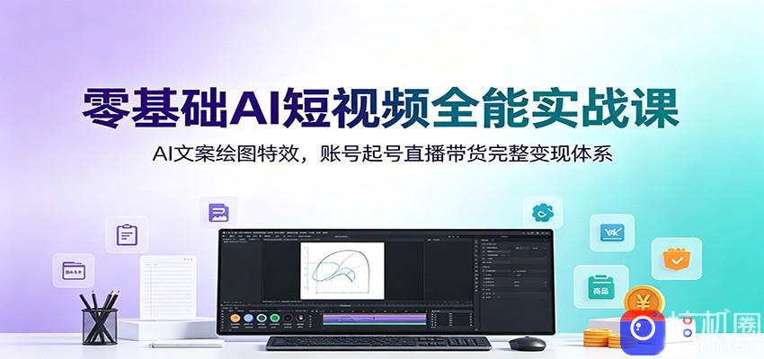 零基础AI短视频全能实战课：AI文案绘图特效，账号起号直播带货完整变现体系
