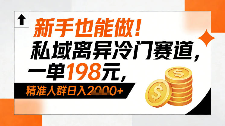 新手也能做！私域离异冷门赛道，一单198，精准人群日入1k 