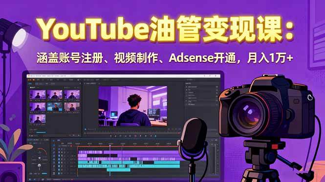（15987期）2025YouTube油管变现课：涵盖账号注册、视频制作、Adsense开通，月入1万 