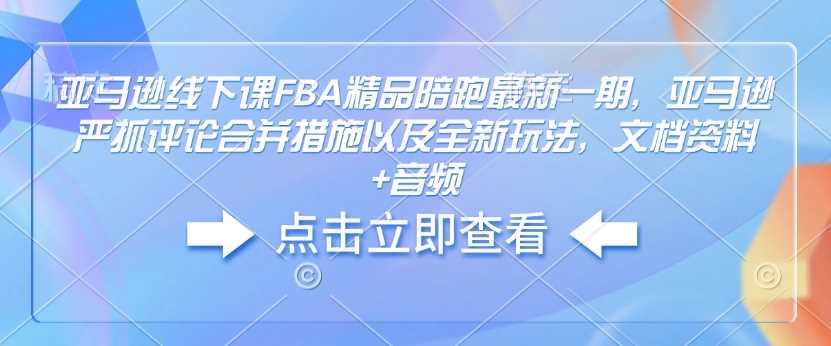 亚马逊线下课FBA精品陪跑最新一期，亚马逊严抓评论合并措施以及全新玩法，文档资料 音频