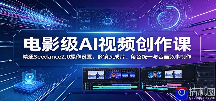 电影级AI视频创作课：精通Seedance2.0操作设置，多镜头成片、角色统一与音画叙事制作