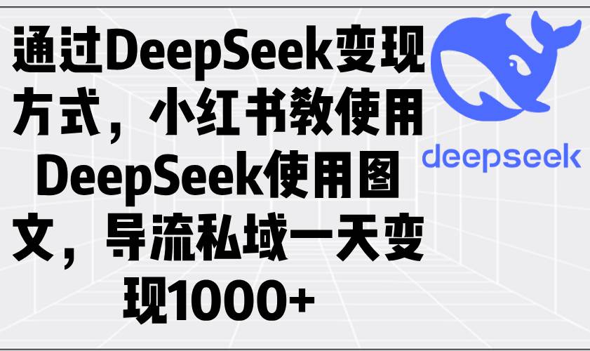 （14179期）通过DeepSeek变现方式，小红书教使用DeepSeek图文，导流私域一天变现1000 