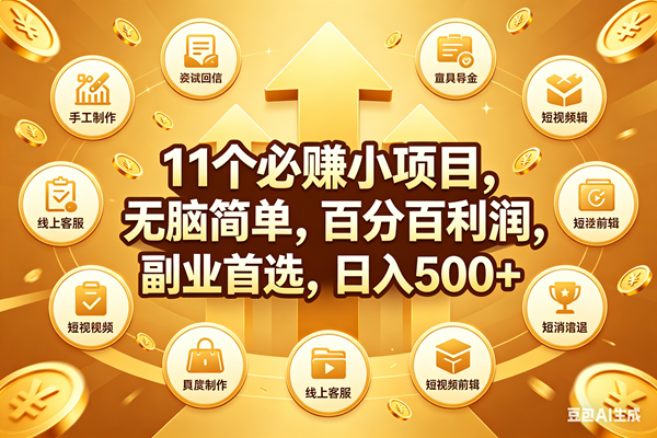 （18025期）11个必赚钱小项目，百分百有利润，无脑简单，副业首选，日入500 