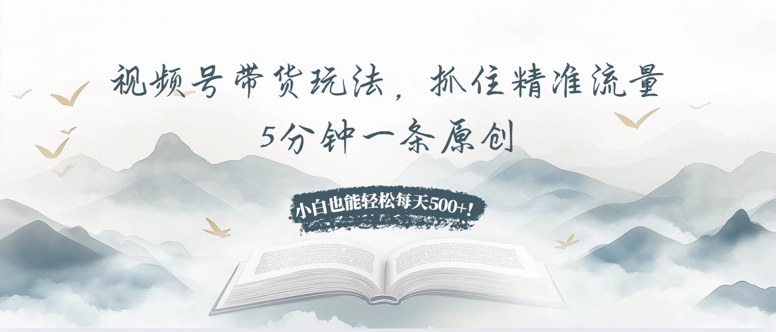(13492期)视频号带货玩法,抓住精准流量,5分钟一条原创,小白也能轻松每天500 !