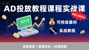 AD投放教程课程实战课，实现广告ROI300% 可持续暴利