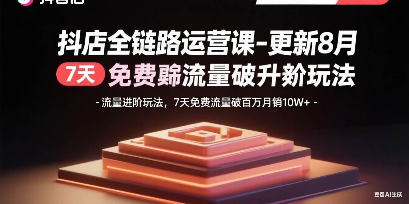 （15918期）抖店全链路运营课-更新8月：流量进阶玩法，7天免费流量破百万月销10W 
