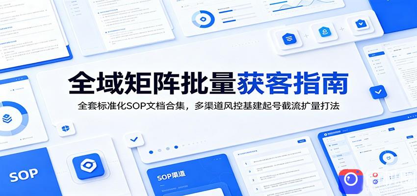 全域矩阵批量获客指南：全套标准化SOP文档合集，多渠道风控基建起号截流扩量打法