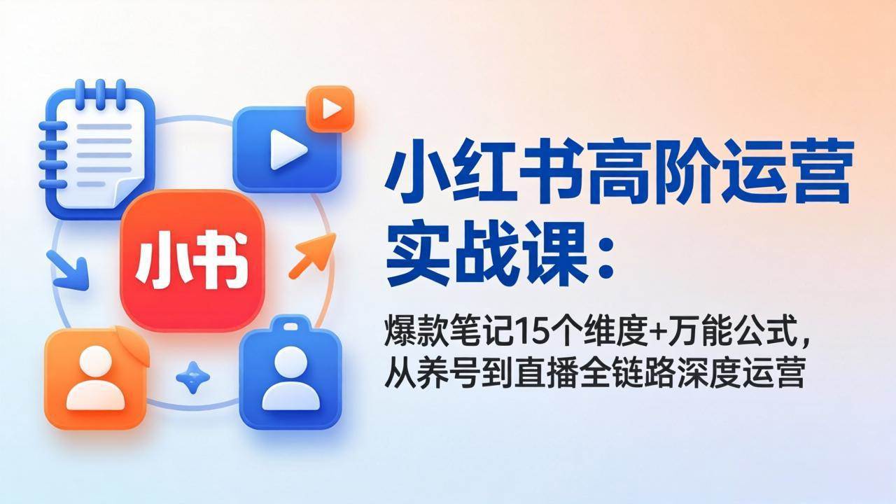 （17844期）小红书高阶运营实战课：爆款笔记15个维度 万能公式，从养号到直播全链路深度运营