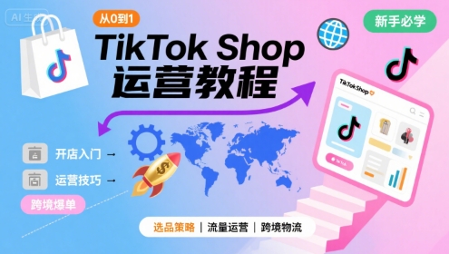 TikTok Shop从0到1运营教程,TikTok跨境电商新手必学课程