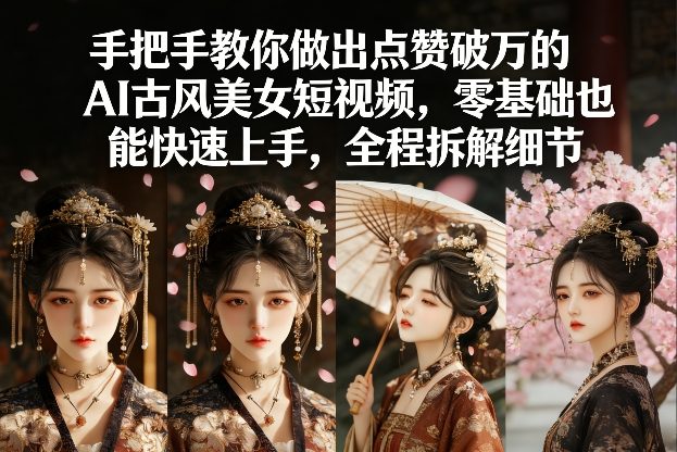 手把手教你做出点赞破万的AI古风美女短视频，零基础也能快速上手，全程拆解细节