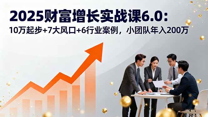 （16004期）2025财富增长实战课6.0：10万起步 7大风口 6行业案例，小团队年入200万