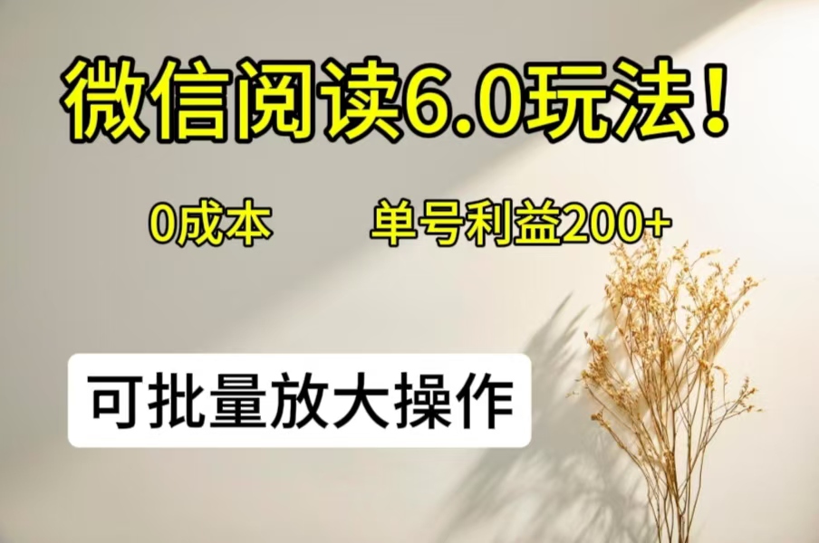 微信阅读6.0玩法！0撸，单号利益200 ，可批量放大操作