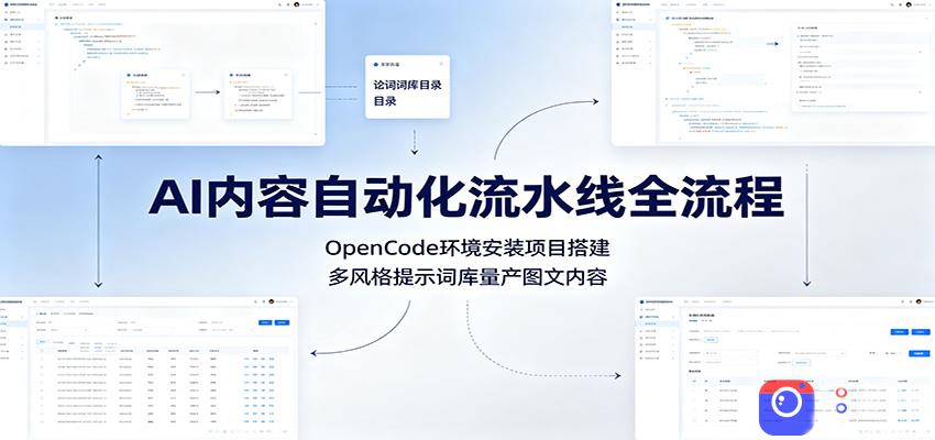 AI内容自动化流水线全流程：OpenCode环境安装项目搭建，多风格提示词库量产图文内容