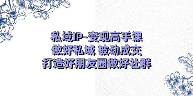 (11209期)私域IP-变现高手课:做好私域 被动成交,打造好朋友圈做好社群(18节)