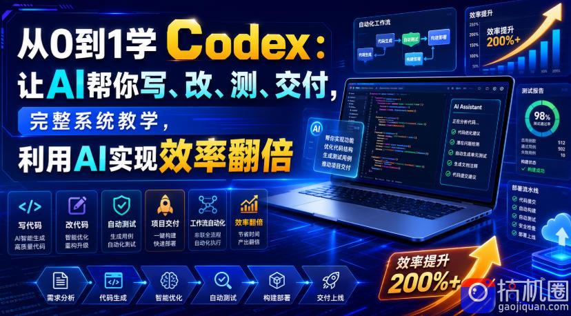 从0到1学Codex:让AI帮你写、改、测、交付,完整系统教学,利用AI实现效率翻倍
