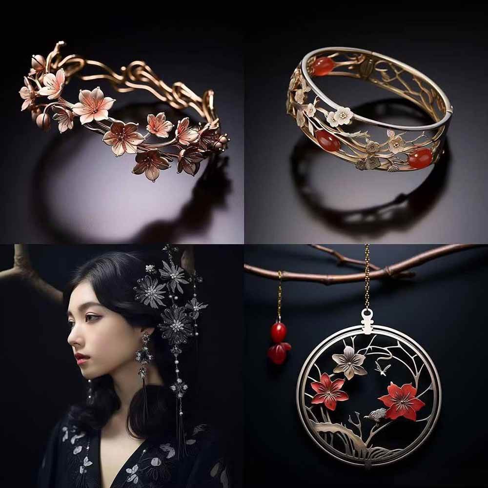 （17272期）460 专业Midjourney珠宝摄影AI提示词 成效果图，戒指/项链/耳环/手链/宝石/及奢侈配饰等全品类