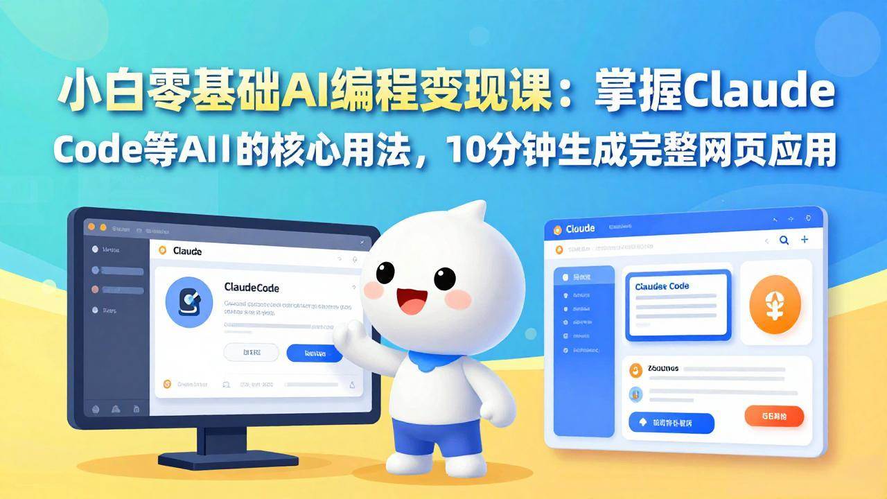 (17562期)小白零基础AI编程变现课:掌握Claude Code等AI工具的核心用法,10分钟生成完整网页应用
