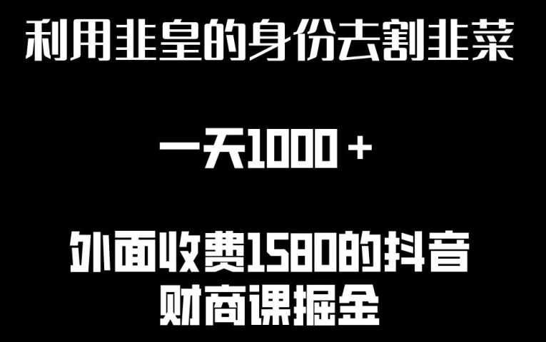 利用非皇的身份去割韭菜，一天1000 (附详细资源)【揭秘】