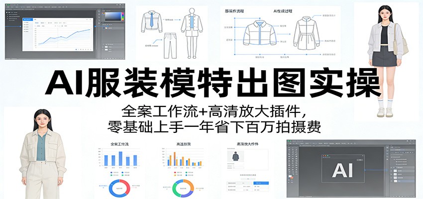AI服装模特出图实操：全案工作流  高清放大插件，零基础上手一年省下百万拍摄费