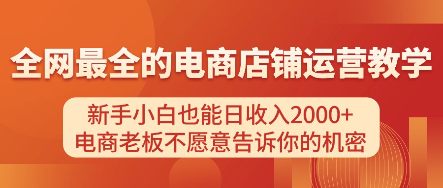 （11266期）电商店铺运营教学，新手小白也能日收入2000 ，电商老板不愿意告诉你的机密