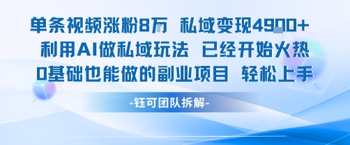 单条视频私域变现4.9k 利用AI做私域玩法 已经开始火热0基础也能做的副业项目轻松上手